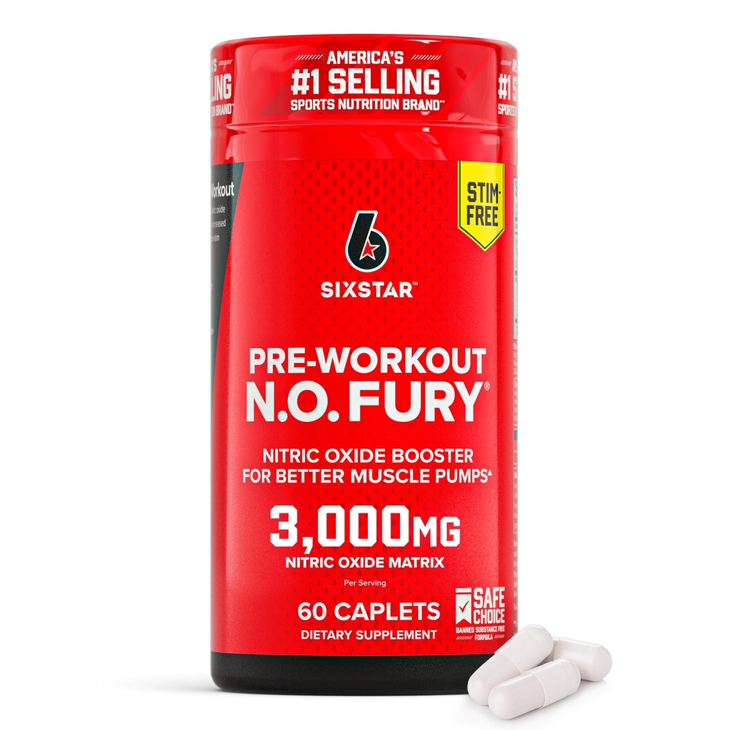 Suplementos de óxido nítrico de seis estrellas para hombres y mujeres, constructor de músculo (60 cuenta) - Nitric Oxide Booster Pills Muscle Pump Pre Workout Suplemento - Sports Nutrition for Muscle Building, Strength & Energy