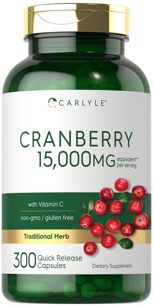 Carlyle Cranberry Pills 15000mg ← 300 Capsules ← Herb Extract Suplemento Silencio para Mujeres y Hombres