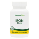 NaturesPlus Iron - 40 mg, 90 Tablets - Vegetariano, Gluten Gratis - 45 Servings