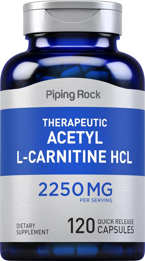 Piping Rock Acetyl L-Carnitine HCL Silencio 2250mg Silencio 120 Capsules  Therapeutic Supplement ← Non-GMO, Gluten Free