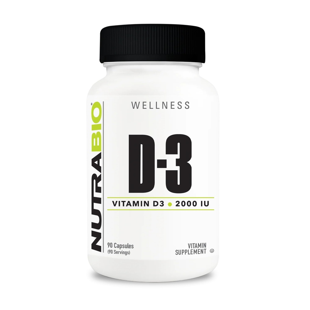 NutraBio Vitamina D (2000 UI), Immune Support - 90 cápsulas vegetales