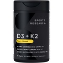 Sports Research® Vitamin D3 + K2 w/Coconut Oil - Vegan Vitamina D 2500iu (62.5mcg) & Mk7 Vitamin K 100mcg para Bone &amp; Immune Support - Vegan Certified · Non-GMO · Soy Free - 60 Softgels