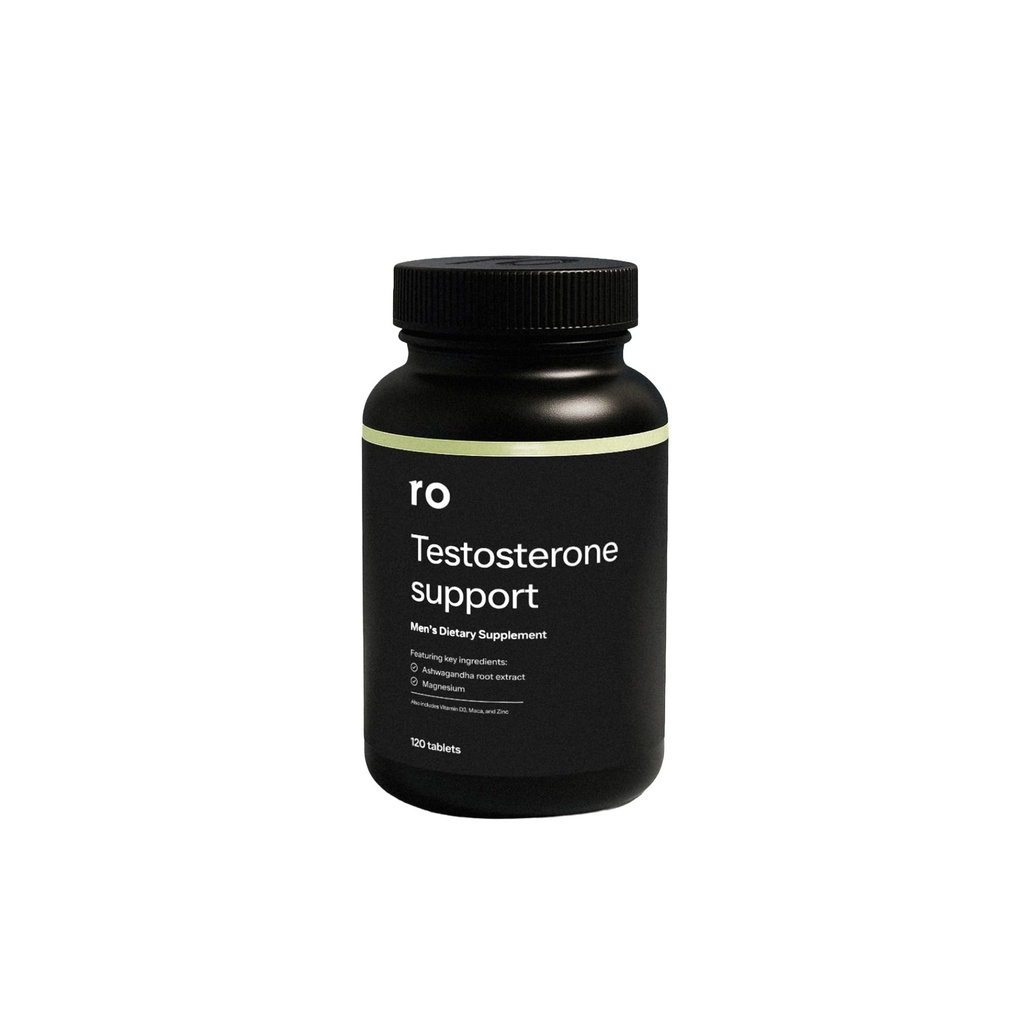 Ro Testosterone Soporte para Hombres ← Suplemento Nutricional diario con Ashwagandha para apoyar niveles saludables de testosterona y Magnesio para promover la salud muscular Silencio (120 Tablets)