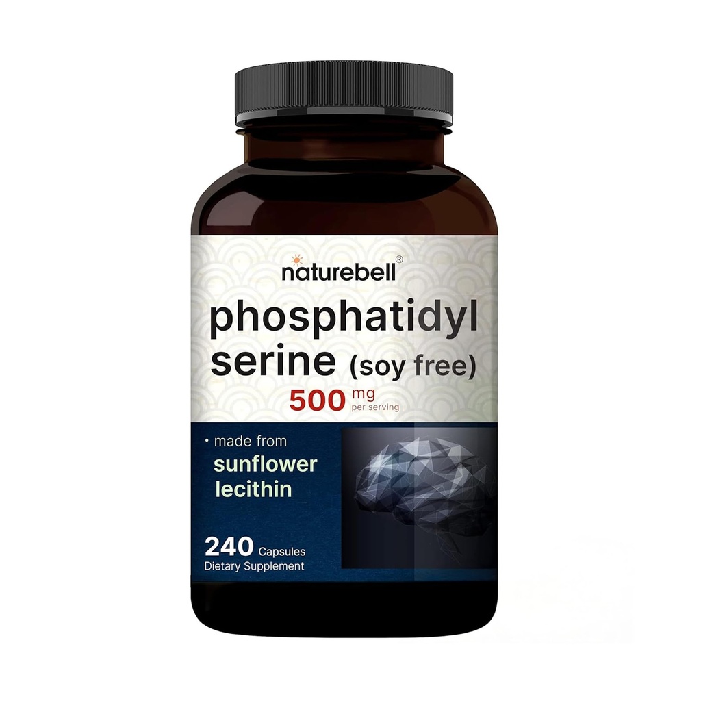 Ultra Strength Phosphatidylserine Suplemento 500mg Por Serving, 240 capsules peru Soy Free, derivado de la Lecithin de girasol - Apoyo Cognitive Health and Brain Function – Non-GMO