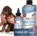 PetSilver - Immune Support (16 fl oz) and Eye Wash (4 fl oz) with Patented Chelated Silver - Allergies, Sinus & Cough Treatment - Eye Cleaner & Tear Stain Remover for Cats and Dogs - Made in USA