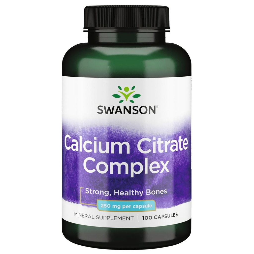 Swanson Calcium Citrate Complex Bone Muscle Nerve Health Pressure Support Mineral Supplement 250 mg Calcium (from Citrate & Carbonate) 100 Capsules