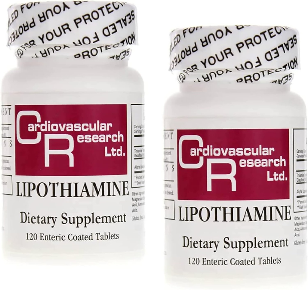 Cardiovascular Research Lipothiamine B1 Suplemento 240 Tabletas - Vitamina B1 Ahora con ácido lipoico alfa - 2 X 120 Conde