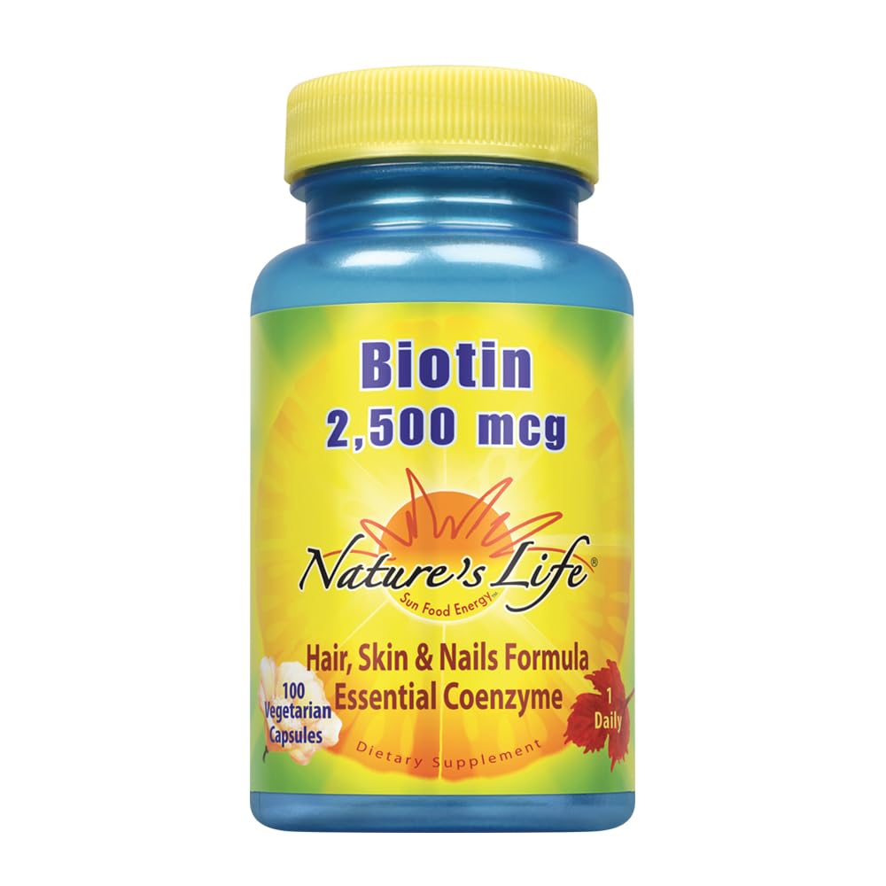 Vida de la naturaleza Biotina 2500mcg ← Saludable pelo, piel, uñas &amp; metabolismo Apoyo ← No GMO ← 100 cápsulas vegetales