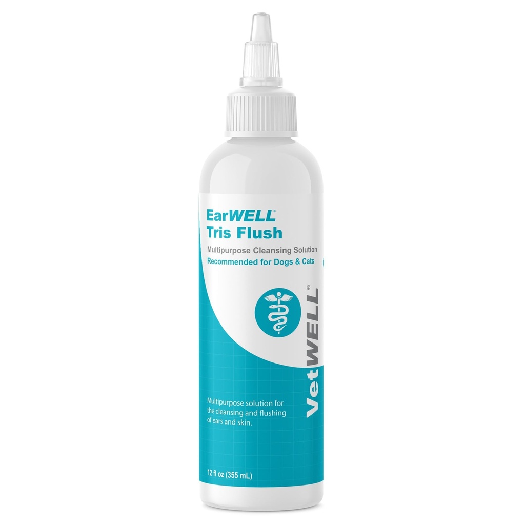 VetWELL Dog Ear Cleaner Solution " Infection Treatment for Dogs & Cats, Tris Otic Cleanser Drops Ayuda a eliminar olores y aliviar infecciones - 12oz