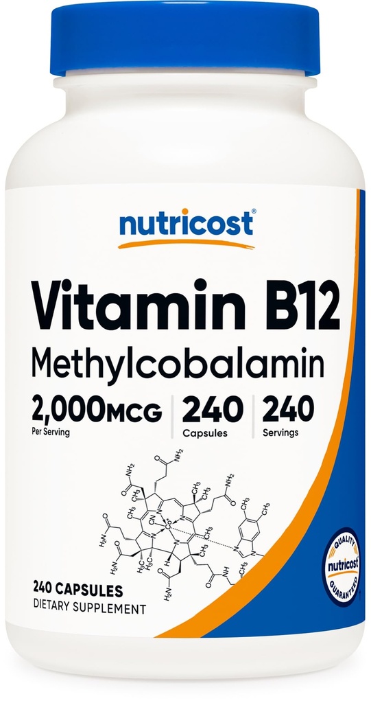 Nutricost Vitamina B12 (Methylcobalamin) 2000mcg, 240 cápsulas - cápsulas vegetarianas, no GMO, Gluten Suplemento B12