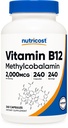 Nutricost Vitamina B12 (Methylcobalamin) 2000mcg, 240 cápsulas - cápsulas vegetarianas, no GMO, Gluten Suplemento B12