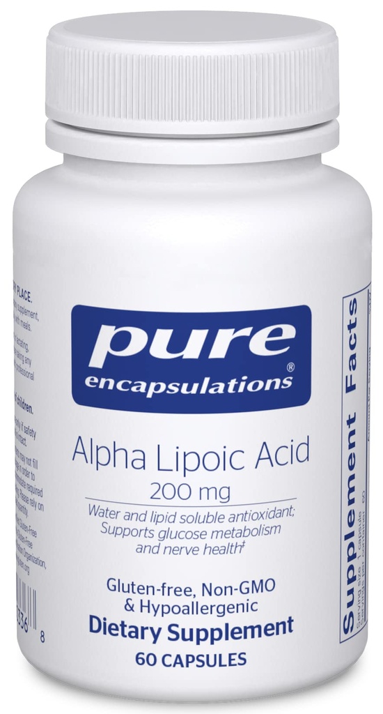 Pure Encapsulations Alpha Lipoic Acid 200 mg - 200mg ALA - Liver & Antioxidant Support* - for Nerve Health & Carb Metabolism - Vegan " Non-GMO Supplement - 60 Capsules