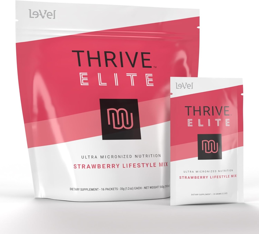 Le-Vel Thrive Elite Protein Shake ¦ Gluten-Free, Protein Blend con BCAAs, Probióticos & Enzymes ANTE16 Servings - Single Packets, Strawberry