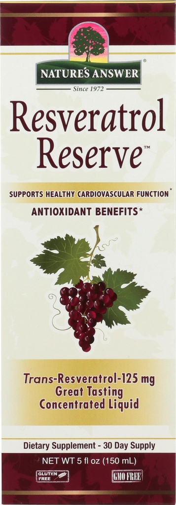 Respuesta de la naturaleza Reserva de Resveratrol libre de alcohol 5oz Concentrado líquido ← Empaquetado con antioxidantes ¦ Promueve el apoyo general del sistema inmunitario Well-Being ¦