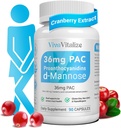 5 en 1 Suplemento de arándano para mujeres, 36 mg PAC 100% Soluble D-mannose Dandelion Herb Mulberry Uva Ursi Leaf Natural Urinary Tract Health Support, Cranberry Pills UTIs Prevention 90 Caps