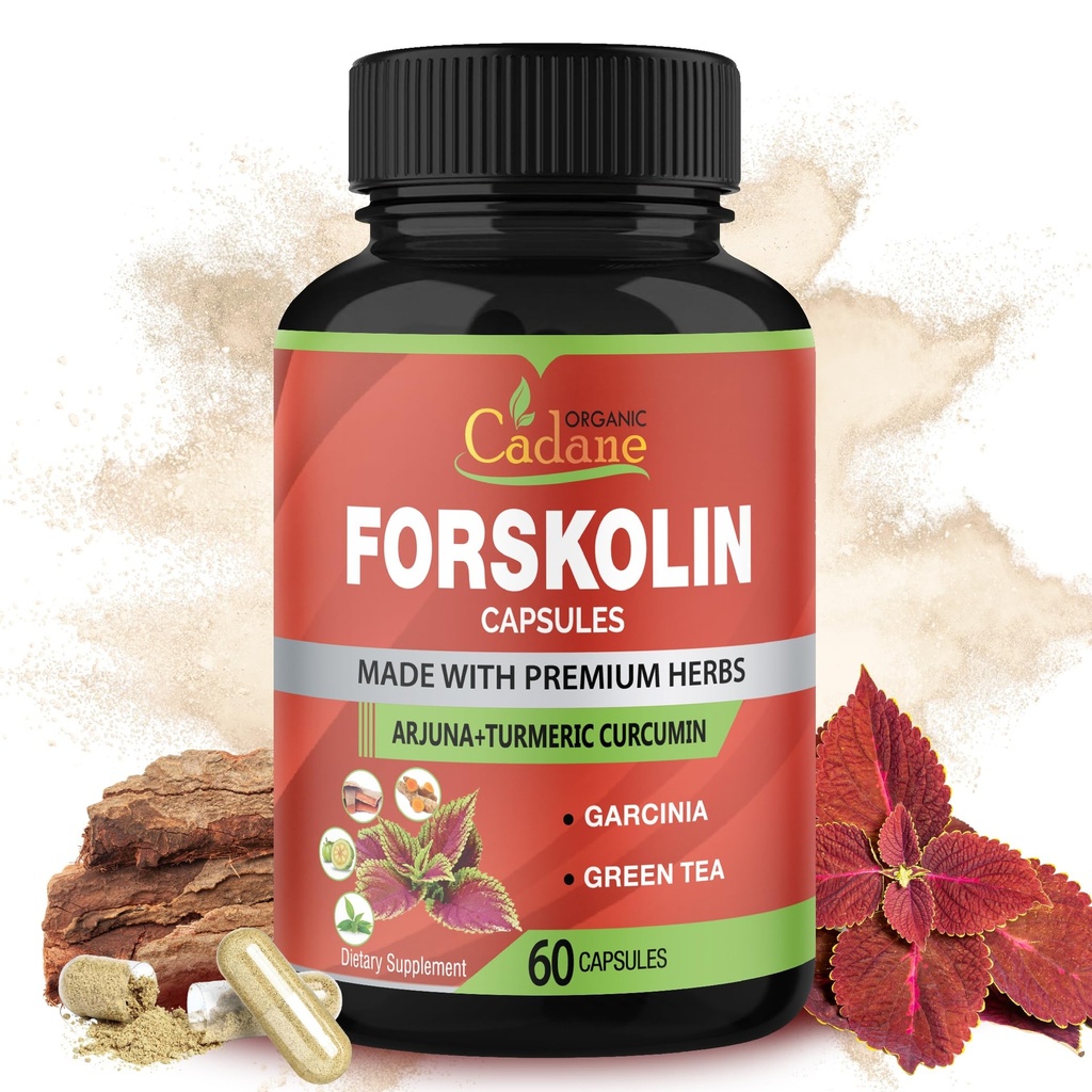 Suplementos de Forskolin Capsules con Curcumina Turmérica, Arjuna, Garcinia Cambogia, Té Verde - 60 cápsulas