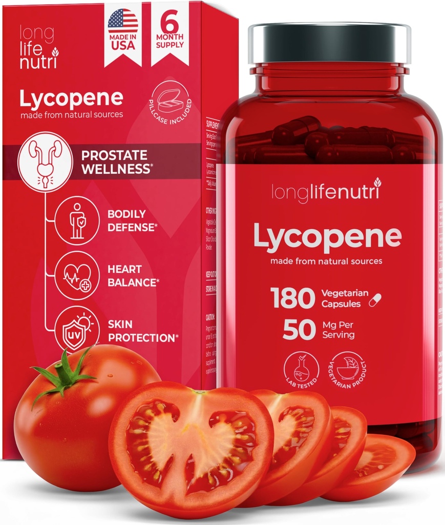 Lycopene 50mg 180 Vegetarian Capsules ← Suplemento Salud Silencio Natural Tomato Extracto No GMO ← Pure Powder