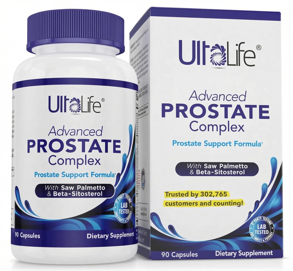 ULTALIFE Advanced Saw Palmetto Prostate Supplement for Men with Beta Sitosterol Promotes Urinary Comfort, Sleep Quality &amp; Prostate Health 90 Capsules