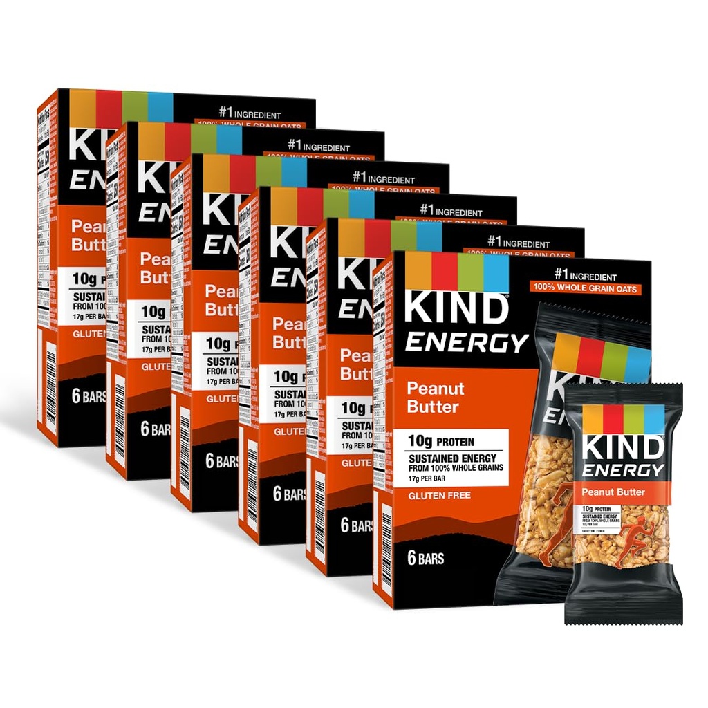 KIND Energy Bars, Peanut Butter, Healthy Snacks, Gluten Free, 10g Protein, 36 Conde