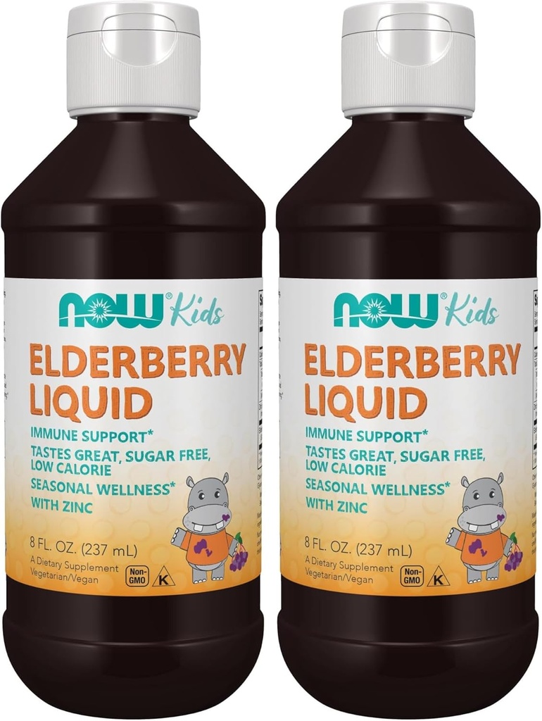 AHORA Suplementos, Elderberry líquido para niños con zinc y astragalus, Immune Support*, 8 onzas, Packaging May Vary (Pack of 2)