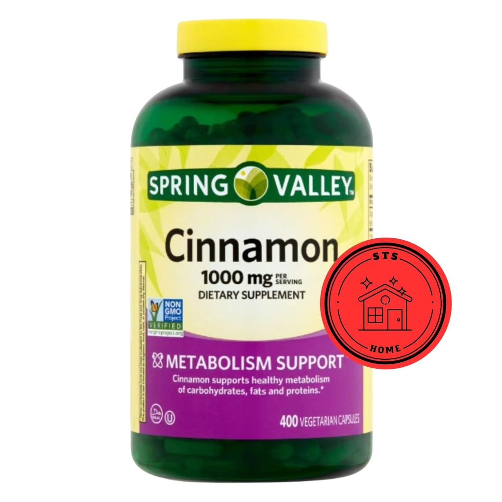 Spring Valley Suplemento dietético de canela, 1000 mg, 400 Conde + pegatina STS.