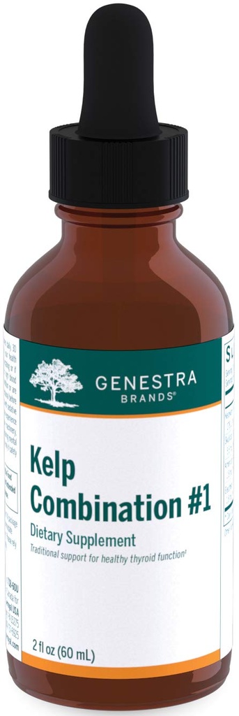 Genestra Brands Kelp Combination #1 ← Contiene Bladderwrack, Borage, Skullcap, American Ginseng y Eleuthero ¦ 2 fl. oz.