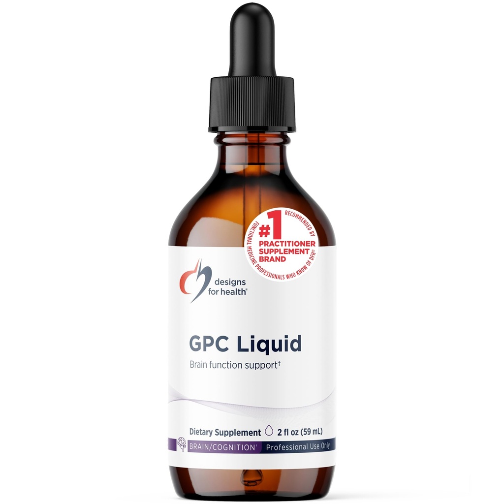 Diseños para gotas líquidas GPC de Salud - 600mg Soy libre alfa Glycerofosfocolina Suplemento, no GPC de GPC de Sunflower Lecithin - Apoyos Función cerebral saludable (30 Servimientos / 2oz)