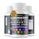 Elderberry Quercetin Bilberry Turmeric Tart Cherry Ginger Vitamina C Vitamina D3 Zinc Black Pepper -150 cápsulas- Hecho en EE.UU.