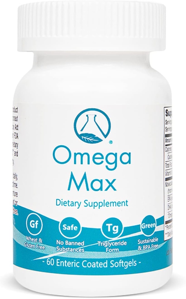 Omega Max - 60 Ct Enteric Coated, No Burp Fish Oil I Omega-3 EPA DHA Suplemento I Heart, Vision, Brain &amp; Immune Support, 2000mg/serving