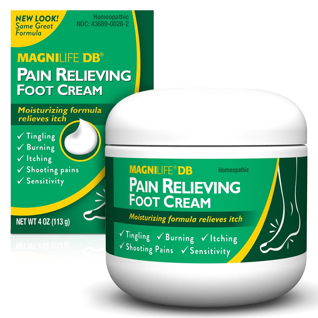 MagniLife DB Foot Cream, Calming Relief for Burning, Tingling, Shooting &amp; Stabbing Foot Sensations - Soothes Dry, Cracked, Itchy, Sensitive Skin (4 oz Jar)