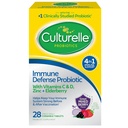 Culturelle Immune Defense Daily Probiotic for Women &amp; Men - 28 Cuenta, Mixed Berry Chewables con 4-en-1 Immune Support. Vitamina Probiótica C, Vitamina D y Zinc Plus Elderberry