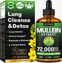 Mullein Drops for Lungs, 3-in-1 Mullein Leaf Extract for Lungs Health, Herbal Respiratory Lung Health Support Supplement, Support Immune " Digestive Wellness, Sugar " Alcohol-Free - 2 FL OZ