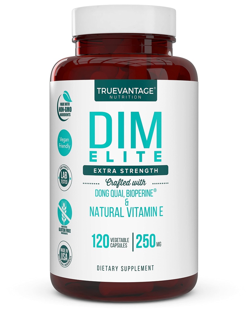 DIM Suplemento 250mg (Diindolylmetano)-Plus Dong Quai, Vitamina Natural E &amp; BioPerine - Apoyo Alivio de la menopausia &amp; Acné hormonal - Soporte de equilibrio hormonal para mujeres y hombres-veggie Caps