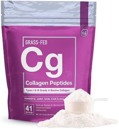 Elementos esenciales Péptidos de colágeno hidrolizado Polvo para Mujeres Hombres - Conjunto, Esquí, Pelo &amp; Nail Soporte - 15 Gramos de Tipo I &amp; III Grass-Fed Collagen - 30 Servimientos