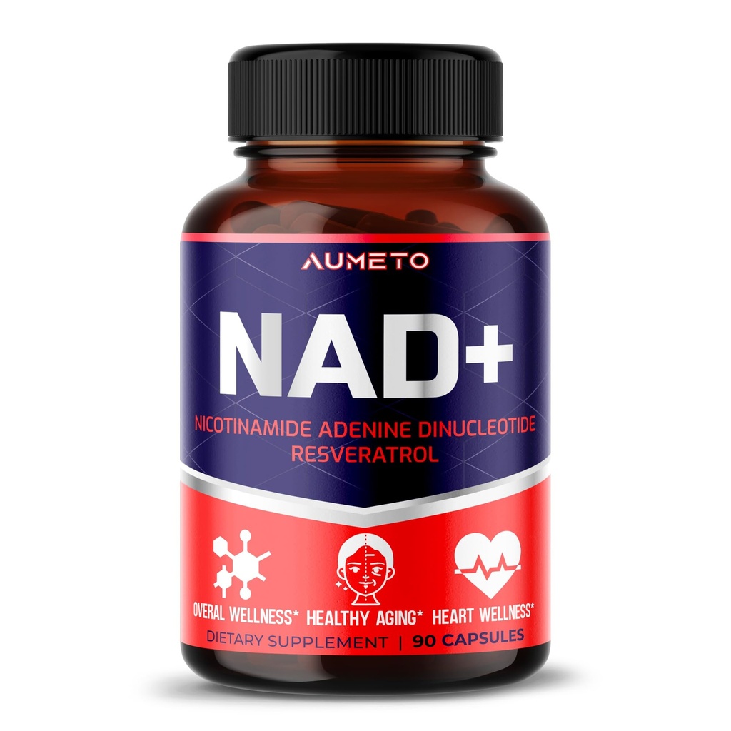 NAD + 350 mg con Trans-Resveratrol, Quercetin & Rhodiola – Energía celular, Envejecimiento saludable y bienestar cardíaco – 90 cápsulas – No GMO, Hecho en EE.UU.