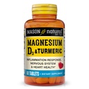 MASON NATURAL Magnesio &amp; Vitamina D3 con Turmérico, 60 Day Supply Suplemento dietético con 500 mg Magnesio, 3000 IU Vitamina D3, y 150 mg Turmérico