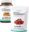 Turmeric " Cranberry Powder (3-Month Supply) Berry Turmeric Blend Bundle of Organic Turmeric Curcumin with Black Pepper " Ginger (120 Caps) " Organic Cranberry Concentrate Powder Extract (100 Scoop)