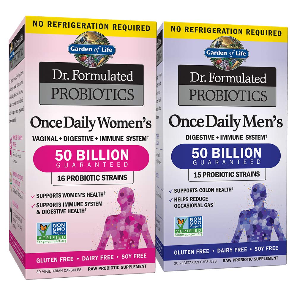 Garden of Life Probiotic Bundle: Dr. Formulated Once Daily Women 's Probiotics, 50 Billion CFU Shelf Stable, Non-GMO Probiotic for Men ' Women with Prebiotic Fiber, 30 Capsules