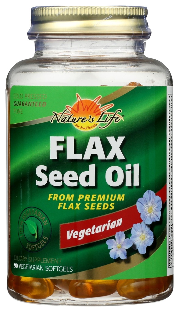 Vida de la naturaleza 100% Vegetariana Flax Seed Oil Softgels tención 90-Count