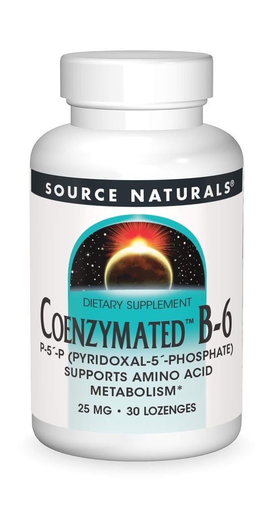 Fuente Naturales Coenzimated B-6 25mg P-5 Pyridoxal-5 Phosphate Fast-Acting, Quick Dissolve Sublingual Vitamin Supports Amino Acid Metabolism - 30 Lozenges