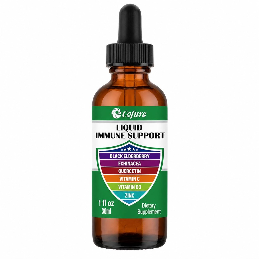Zinc Quercetin Vitamina C D3 Liquid Immune Support with Organic Echinacea Elderberry, Immune Defense Drops Supplement for Adults- Vegan, Non-GMO, Gluten Free - 1 Fl Oz