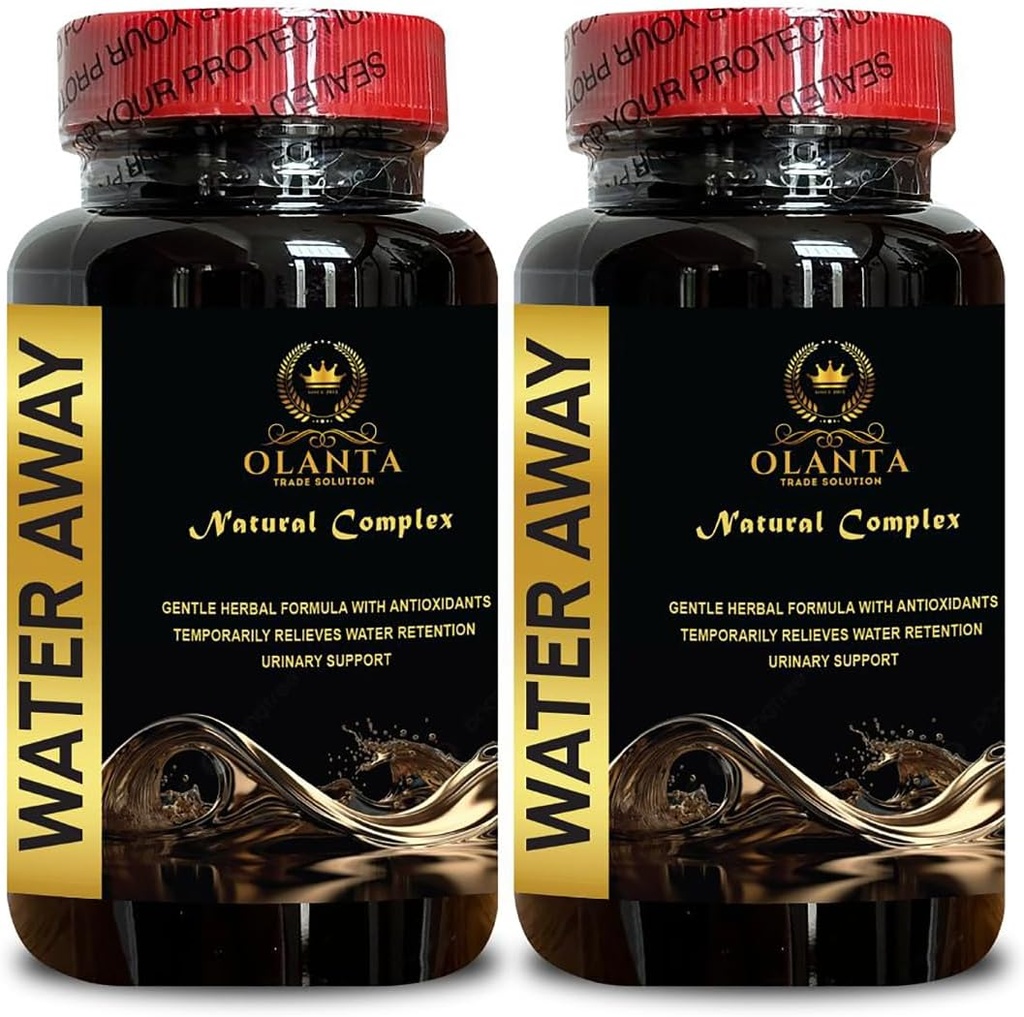 Complejo Water Away - Booster de sistema inmunitario, Apoyo al riñón, Pastillas de agua Caffeine Gratis, Láminas Fluidas Naturales para la Retención del Agua, Láminas de Away del Agua Natural Máxima Fuerza - 2 Botellas