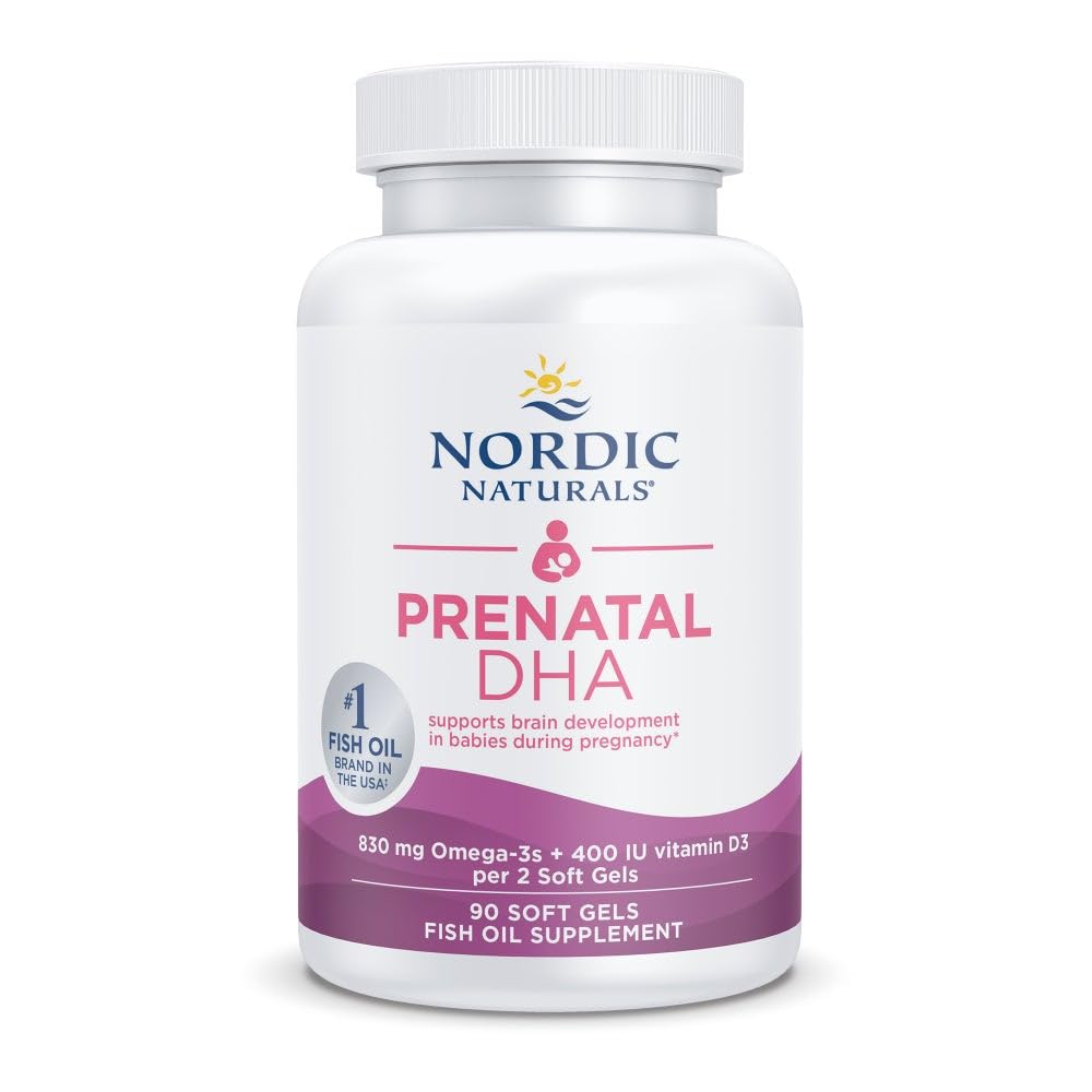 Naturales nórdicos Prenatal DHA, Desarrollado - 90 Gels blandos - 830 mg Omega-3 + 400 UI Vitamina D3 - Apoya el desarrollo del cerebro en bebés durante el embarazo y lactancia - No GMO - 45 Servimientos