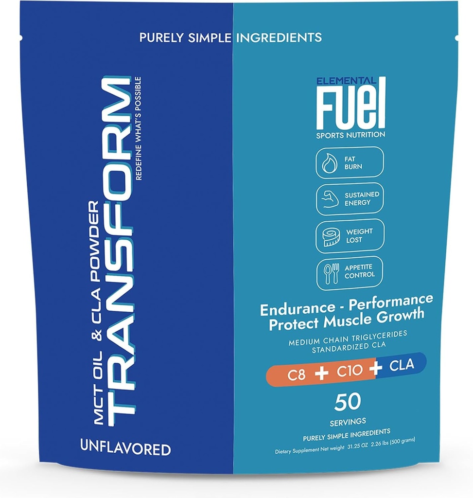 Transformar MCT Oil & CLA Blend Nutrition - Supports Healthy Weight Management Lean Muscle Mass, Non-GMO, Gluten-Free, 50 Servings