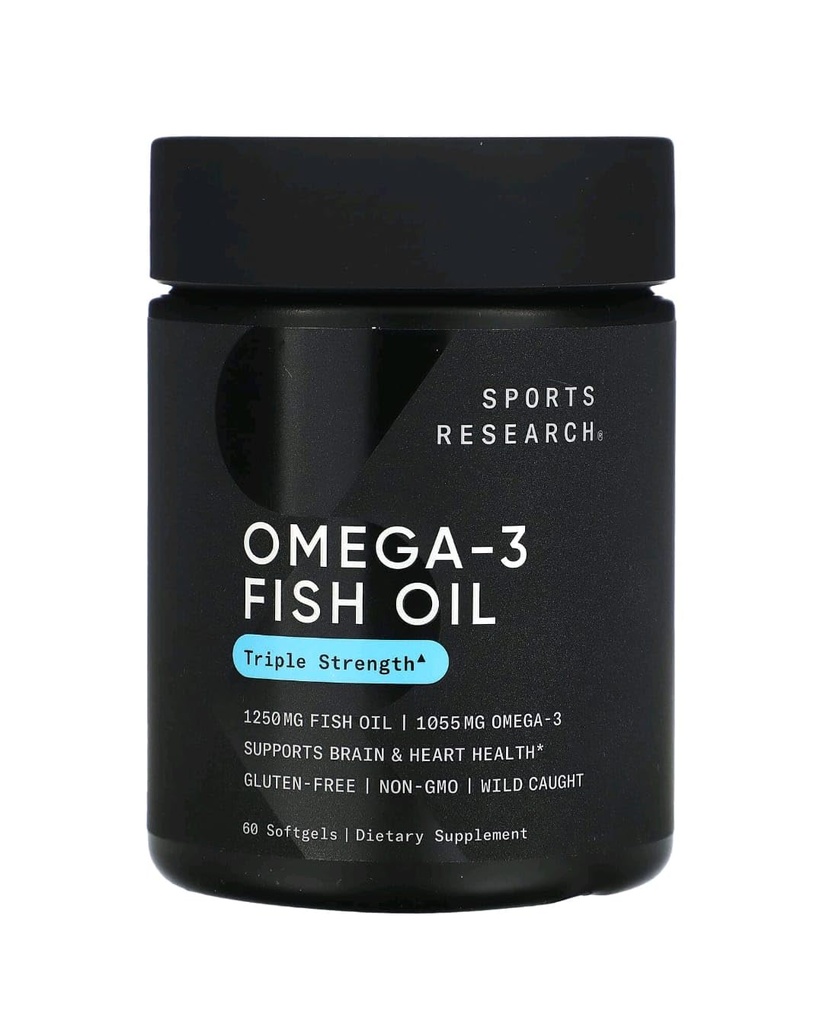 Sports Research Omega-3 Fish Oil, Triple fuerza, 60 Softgels