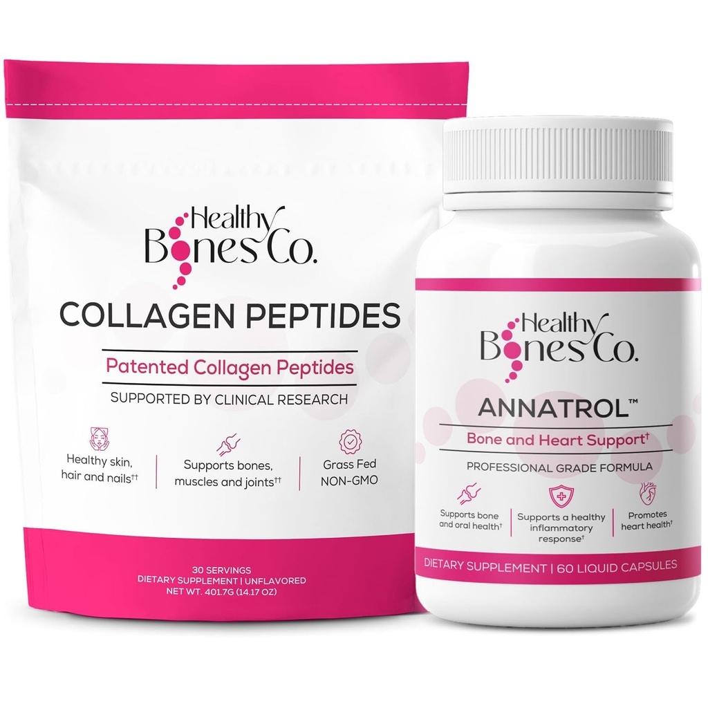 Soporte de bonificación Annatrol &amp; FORTIBONE Collagen Peptides w/FORTIGEL, VERISOL y TENDOFORTE - Bono completo, articulación, piel, cabello, uñas " soporte metabólico TENIDO 1 mes de suministro (Pouch, 401.7G)