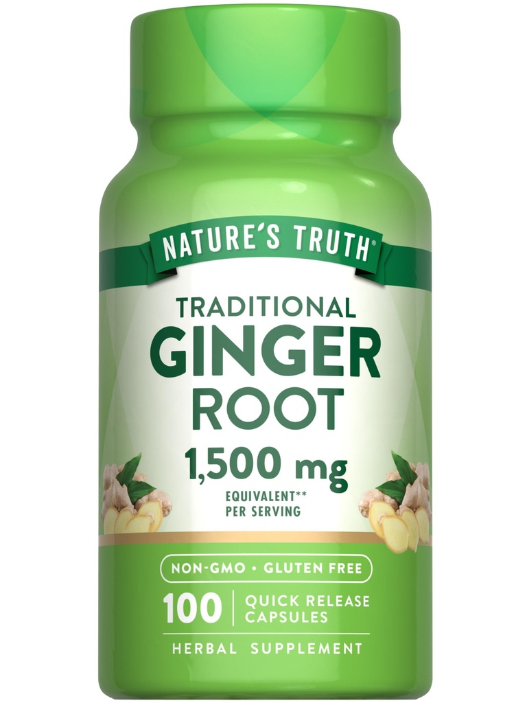 La verdad de la naturaleza Ginger Root Capsules ← 1.500mg Silencio 100 Cuenta Silencioso de Ginger Root Extracto ← Non-GMO y Gluten Suplemento Libre