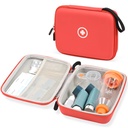 Caso de viaje duro Fukumi para inhalador de asma, inhalador caso espaciador para niños y adultos, máscaras, accesorios de asma Caso con bolsillo de malla para la medicina y otros accesorios, rojo (sólo caja)