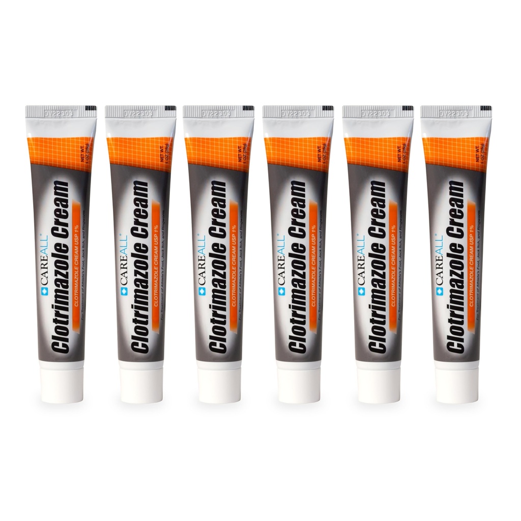 CareAll Clotrimazole Antifungal Cream 1% USP 1.0 oz. (6 Pack), Cures Most Athlete’s Foot, Jock Itch y Ringworm, Sooths y Alivia la picazón, la quema y el bloqueo de estas condiciones