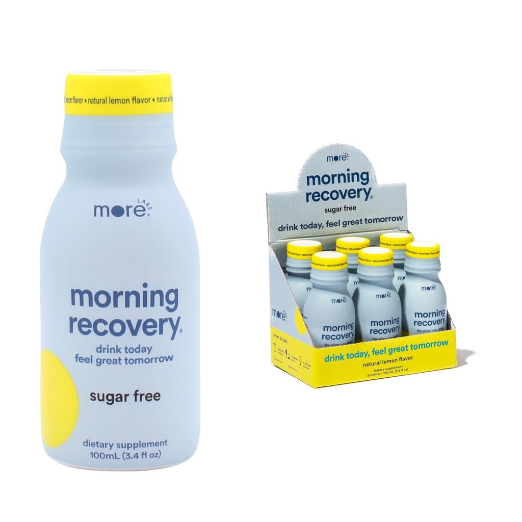 Electrolito de recuperación de la mañana, leche bebe proprio fórmula a Hydrate mientras bebe, DHM líquido altamente fluido, no GMO, Vegan, libre de gluten, limón libre de azúcar, paquete de 6